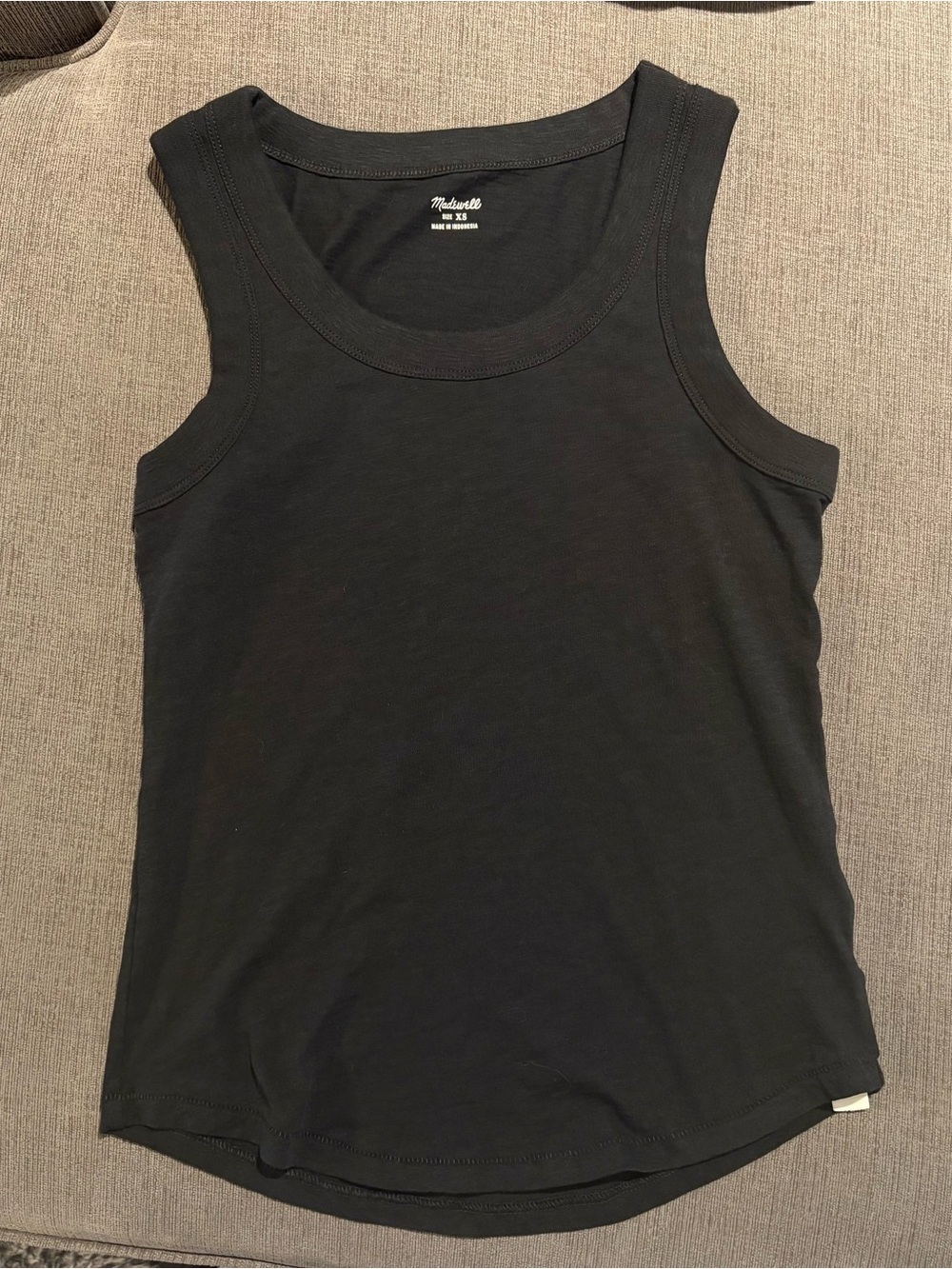 NWT Madewell Womens Black Whisper Cotton Scoopneck Tank XS